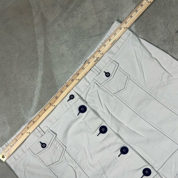 LL Bean Size 20 Beige Canvas A-Line Visible Stitching Button Front Skirt Y2K - Picture 6 of 10